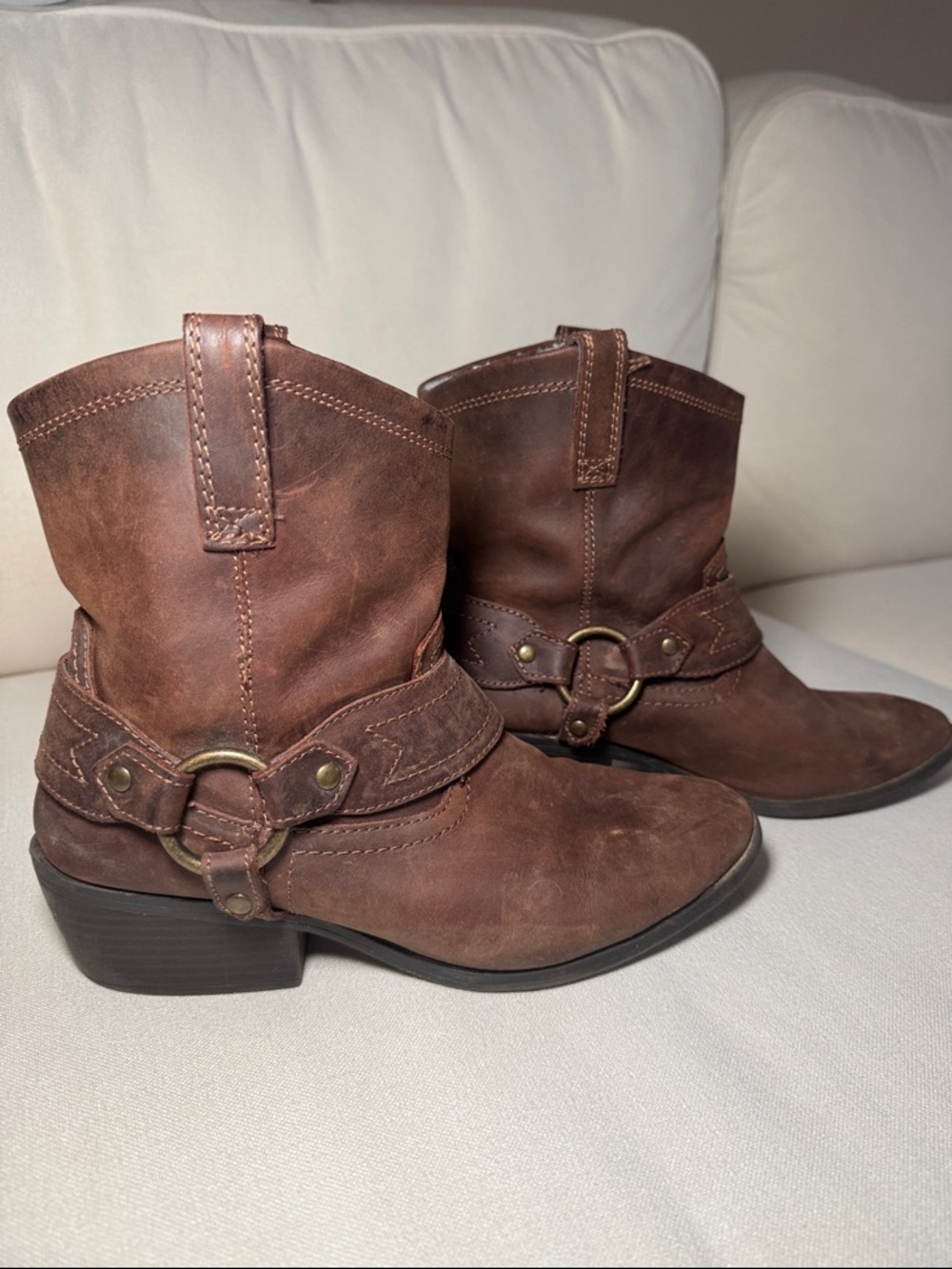 Mossimo Supply Co. Brown Leather Harness Ankle Booties